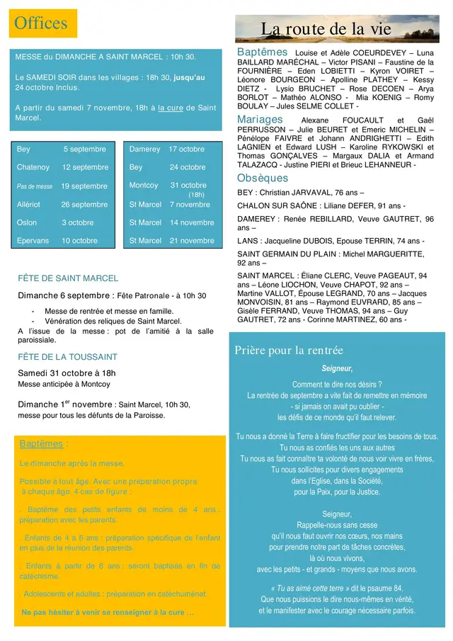 Paroisse infos, septembre 2026, page 2 (agrandir)